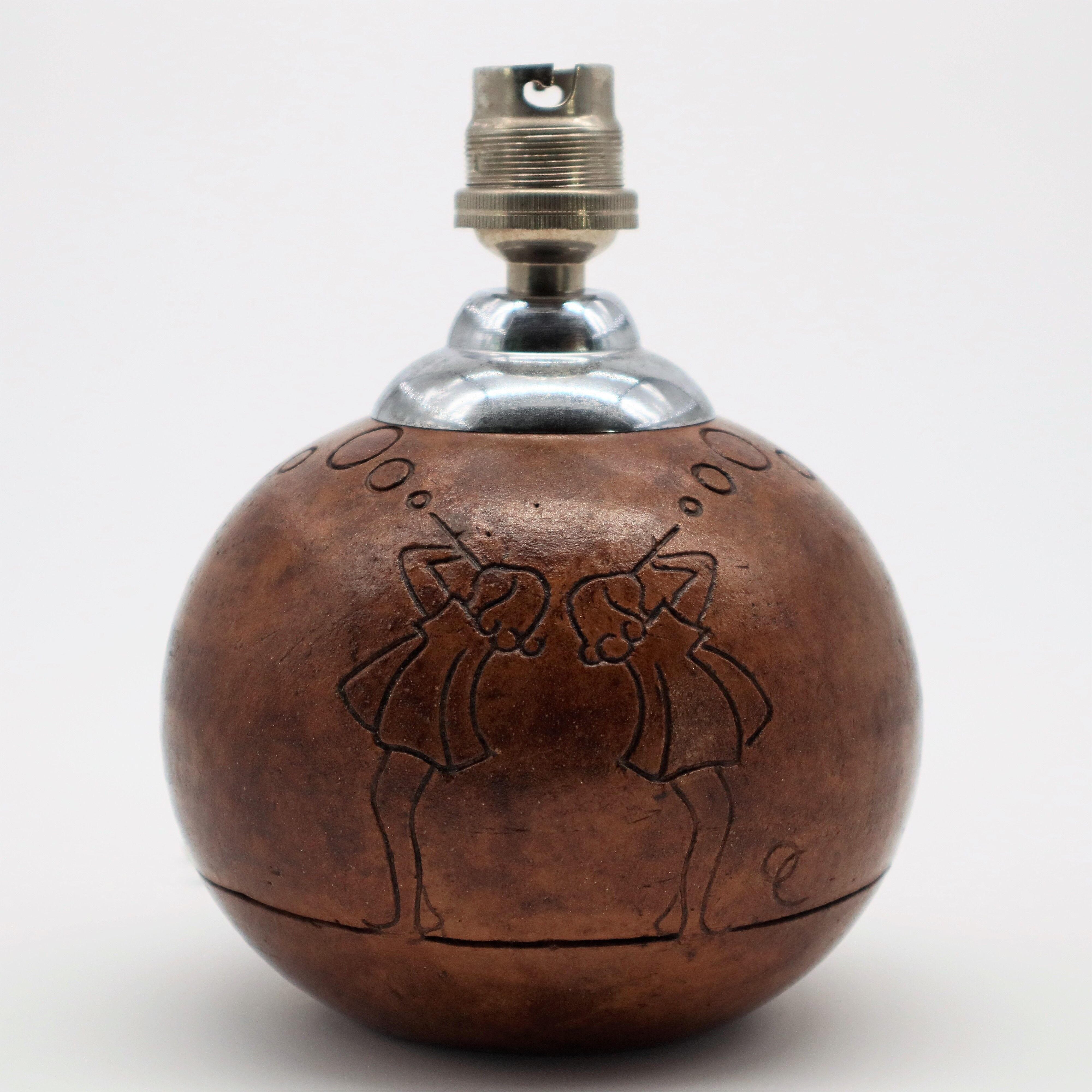 Ceramic lamp decorated with Little Girls Art-Deco 1930