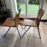 Set of 2 Zanotta chairs - Dan - Cognac leather