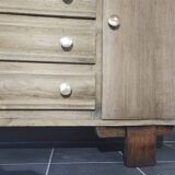 Art Deco oak and leather chest of drawers
