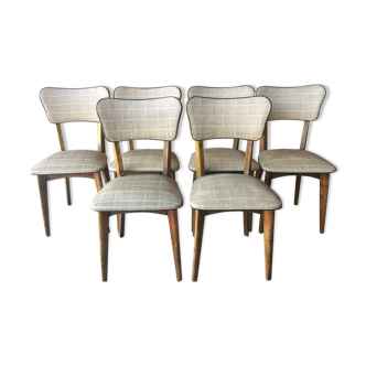 Ensemble 6 chaises 50 skaï beige