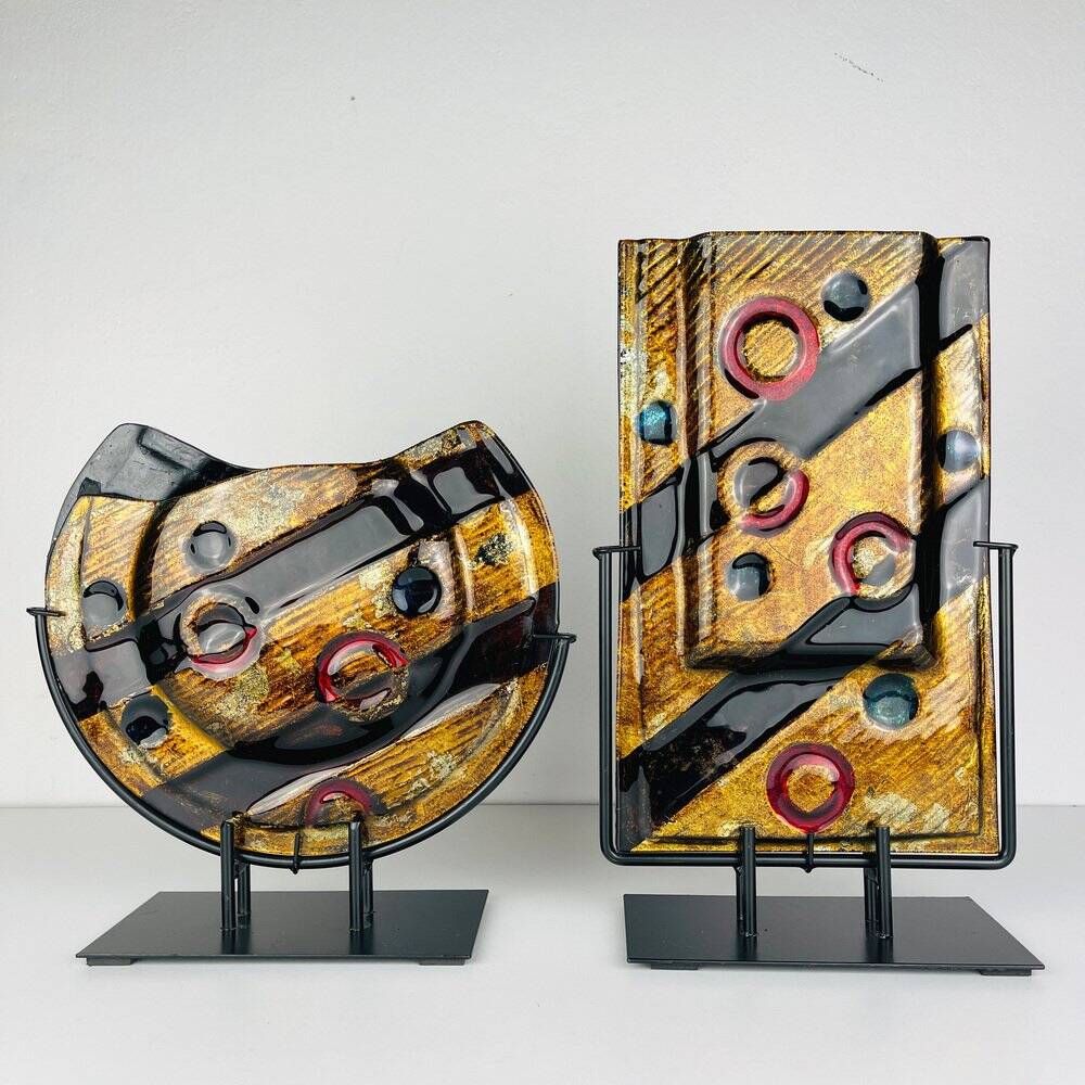 Geometric Glass Vases from Murano, Italy, 2000s, Set of 2