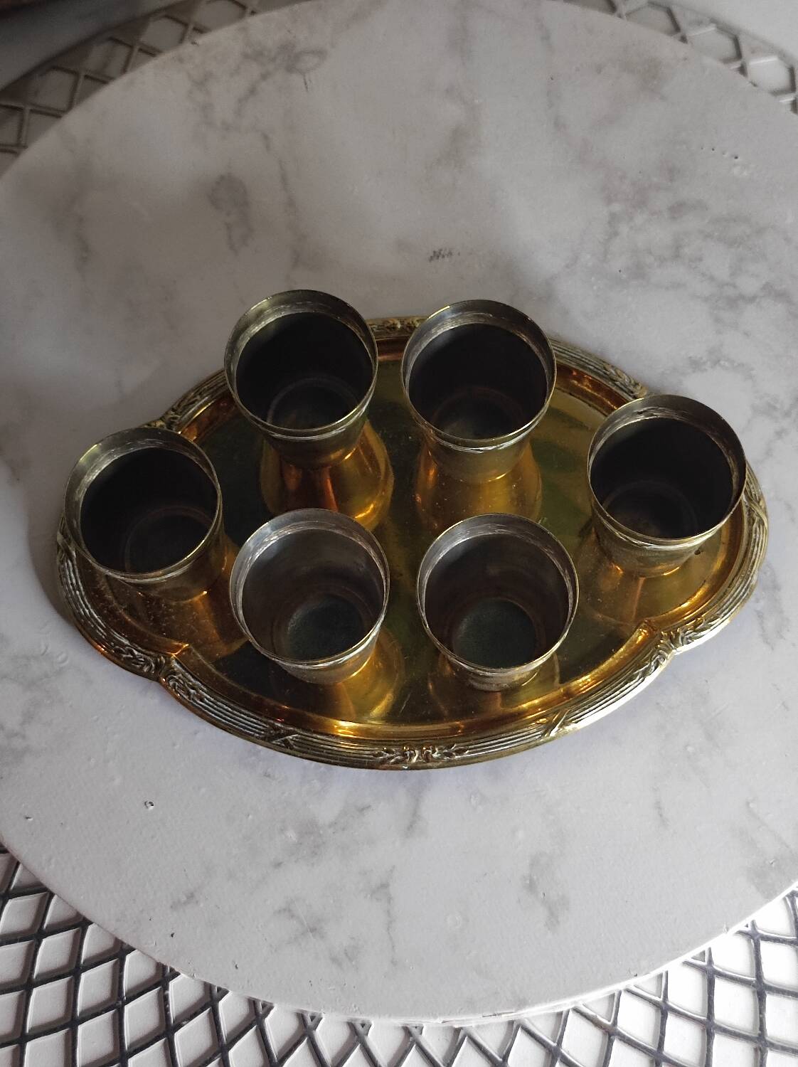 Brass liqueur service
