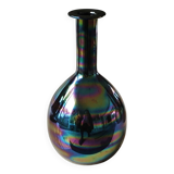 Murano Iridescent ball vase/With iridescent reflections. Mary line. Dim 20 x 10 cm