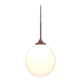 Lustre suspension plafonnier globe blanc métal