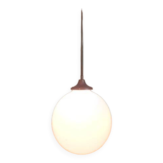 Lustre suspension plafonnier globe blanc métal