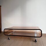Smoked plexiglass coffee table from the 70s