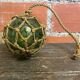Old Fishing Floater Marine Glass + Vintage Net Rope #D6