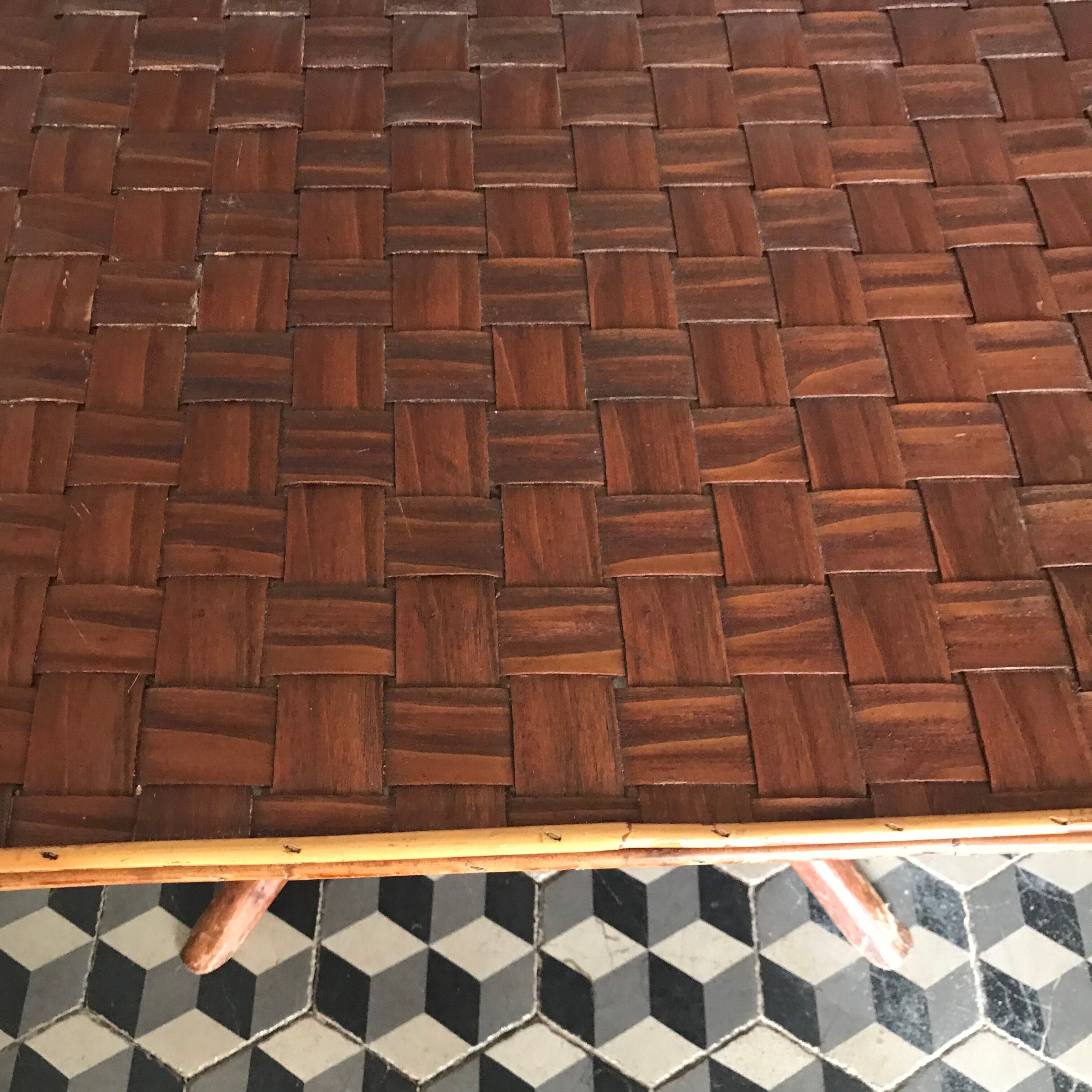 Table vintage en bambou et rotin