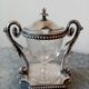 Old mustard maker in silver metal and crystal sign armand frenais