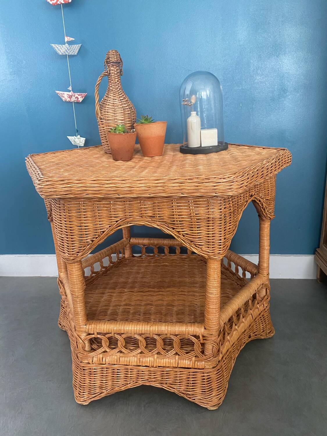 Rattan side table