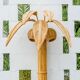 Pair of large "coconut/palm" wall lights in rattan