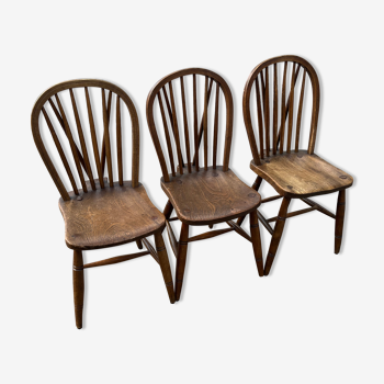 Set of 3 Windsor oak model chairs