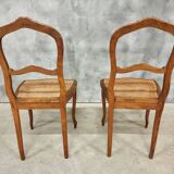 Set of antique French chairs dining chairs webbing and beech