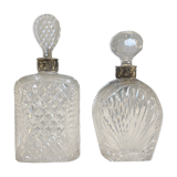 Pair of Decanters in crystal and silverware