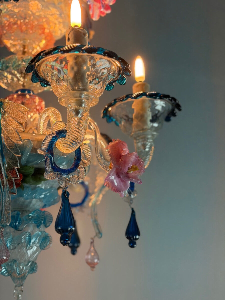 Venetian chandelier in multicolored Murano glass, circa 1930