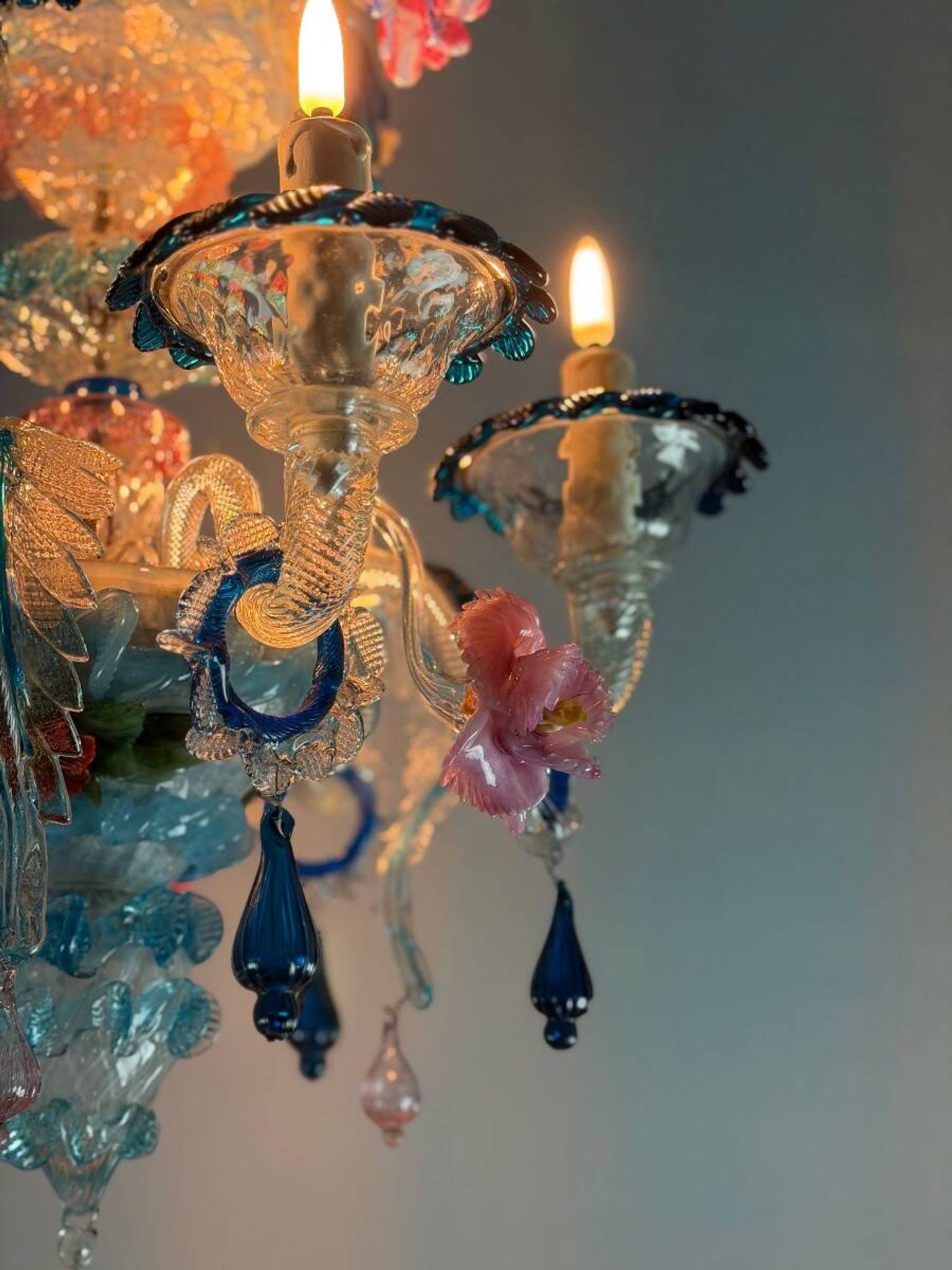 Lustre vénitien en verre de Murano multicolore, vers 1930