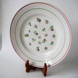 Plat rond digoin sarreguemines rose et vert 1940