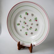 Plat rond digoin sarreguemines rose et vert 1940