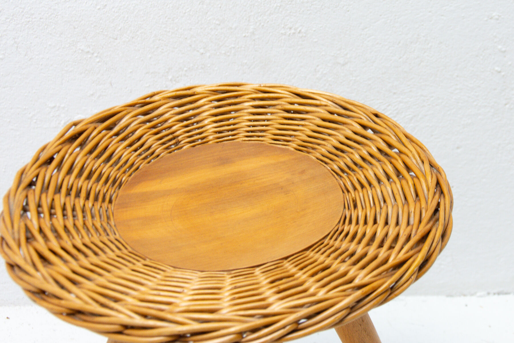 Mid century rattan stool by Jan Kalous for Úluv, 1960´s, Czechoslovakia