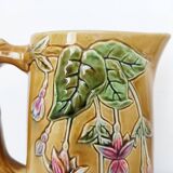 1900 earthenware pitcher with pink flowers