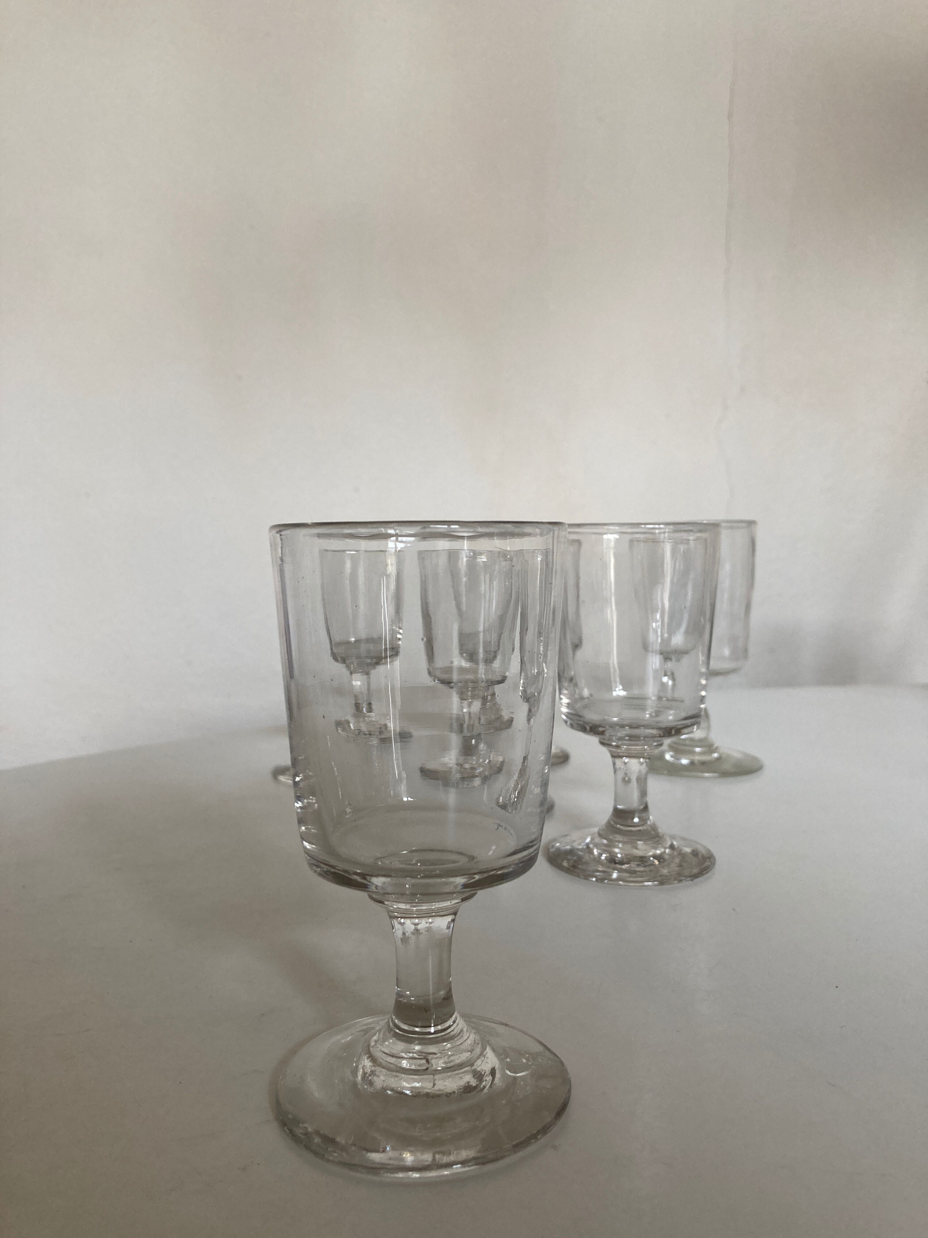 Set de 6 verres de campagne 19e rouleau à pied
