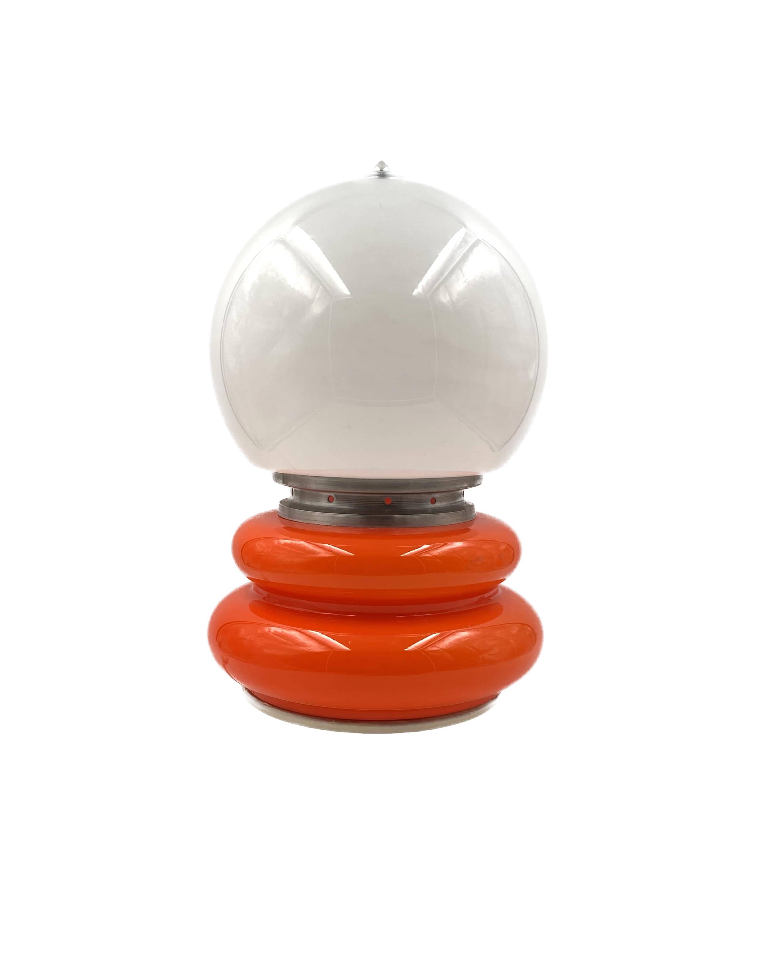 Space Age Orange Murano glass table lamp, AV Mazzega, 1970s