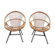 Pair of armchairs shell rattan