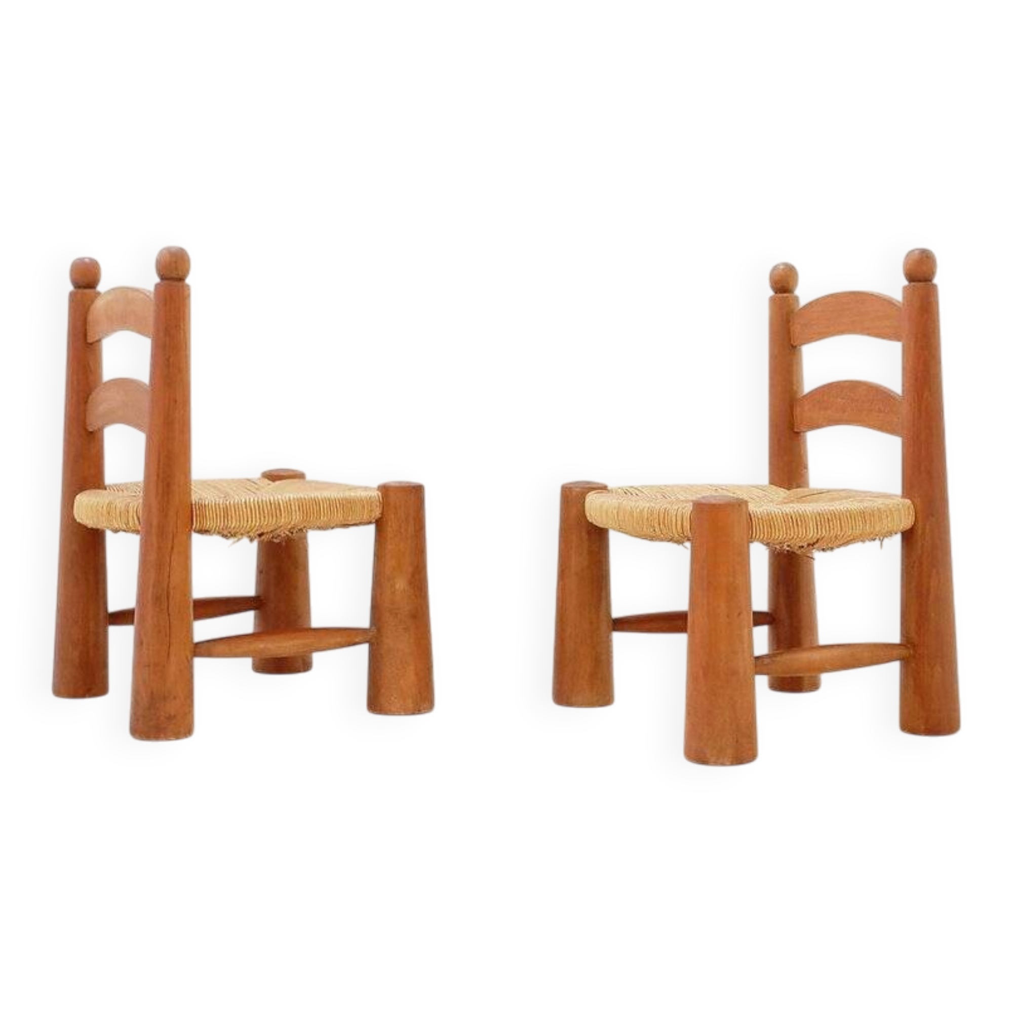 Pair of low brutalist chairs in the style of Charles Dudouyt - 1960s