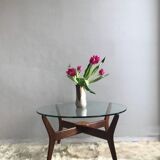 Round teak and glass coffee table, 1960s