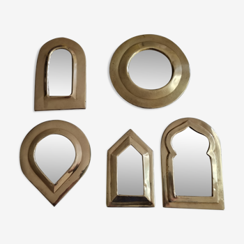 Ensemble de 5 miroirs marocains en laiton vintage 12 cm