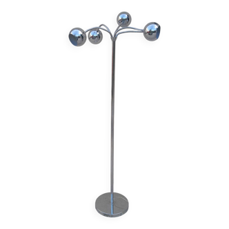 Vintage 80s eye ball space 5-branched chrome floor lamp