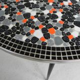 Round tiled table with mosaic, dining table, kitchen table, 1950s
