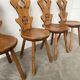 Set of 4 Savoyard pine chairs from the 60s