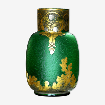 Vase Legras, signed Montjoye, in glass engraved with acid. Art Nouveau.