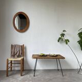 Table basse osier tressé et métal 1960