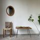 Table basse osier tressé et métal 1960