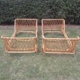Pair of rattan beds