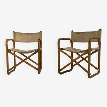 Set of 2 director's chairs in bamboo