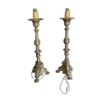 Pair of vintage bronze lamps