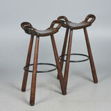 Sergio Rodrigues Spanish brutalist stools, model Marbella vintage