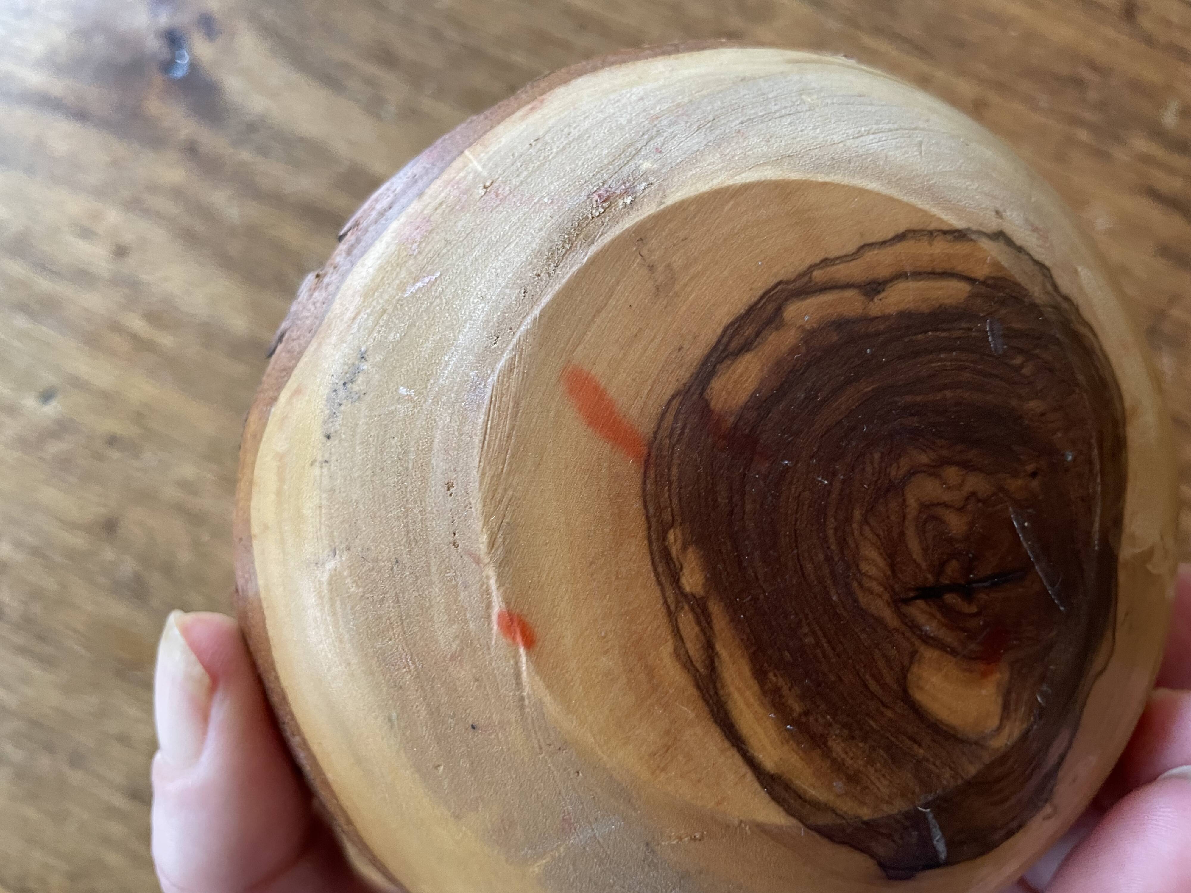 Ashtray candle holder in olive wood, old, vintage