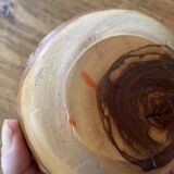 Ashtray candle holder in olive wood, old, vintage