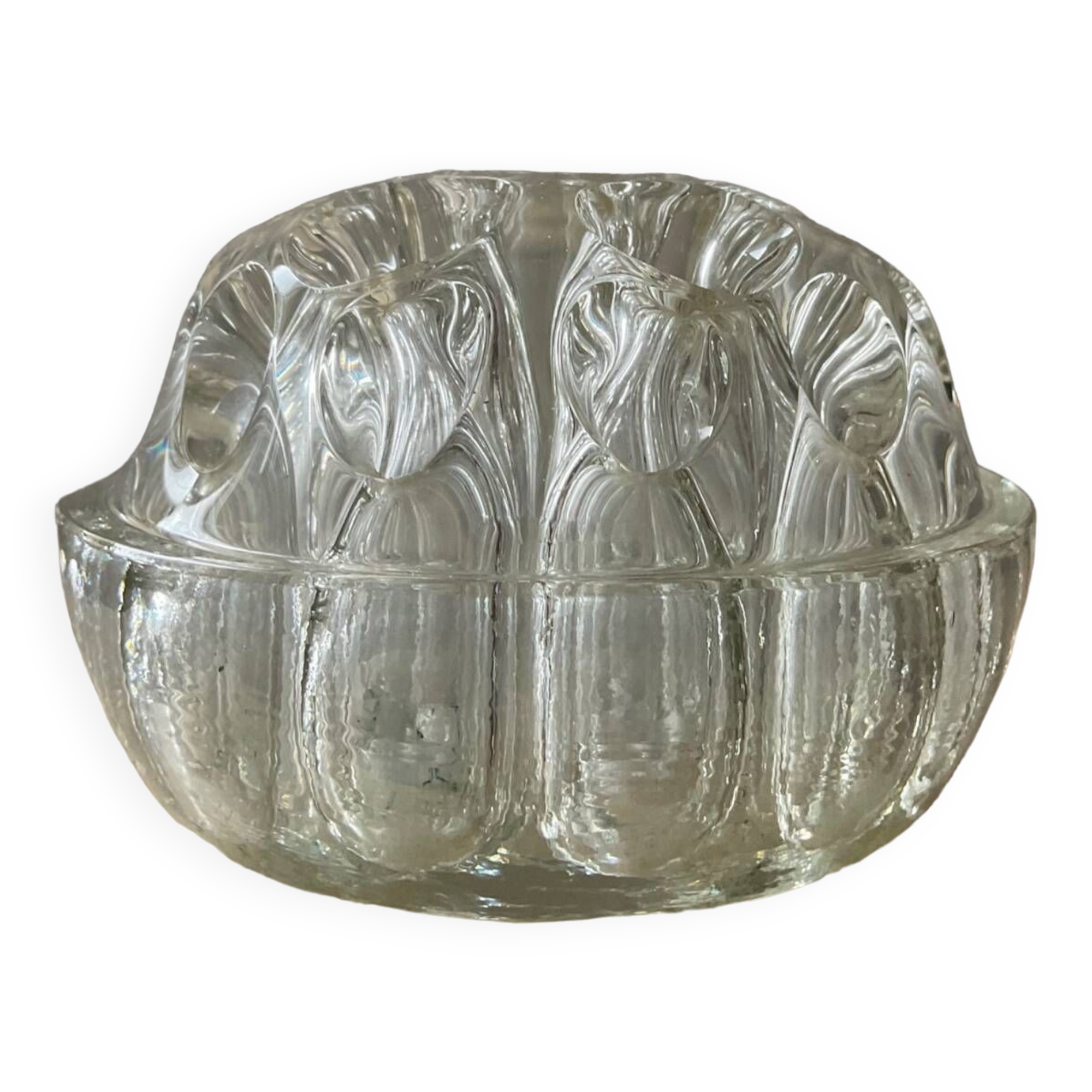 Vintage flower spike vase in molded glass