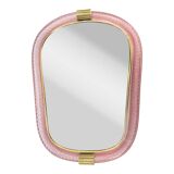 Luxury Venetian Pink Murano Glass Mirror with Torciglione Torchon Accents
