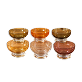 Set of 6 vintage multicoloured glass dessert bowls – 1970s