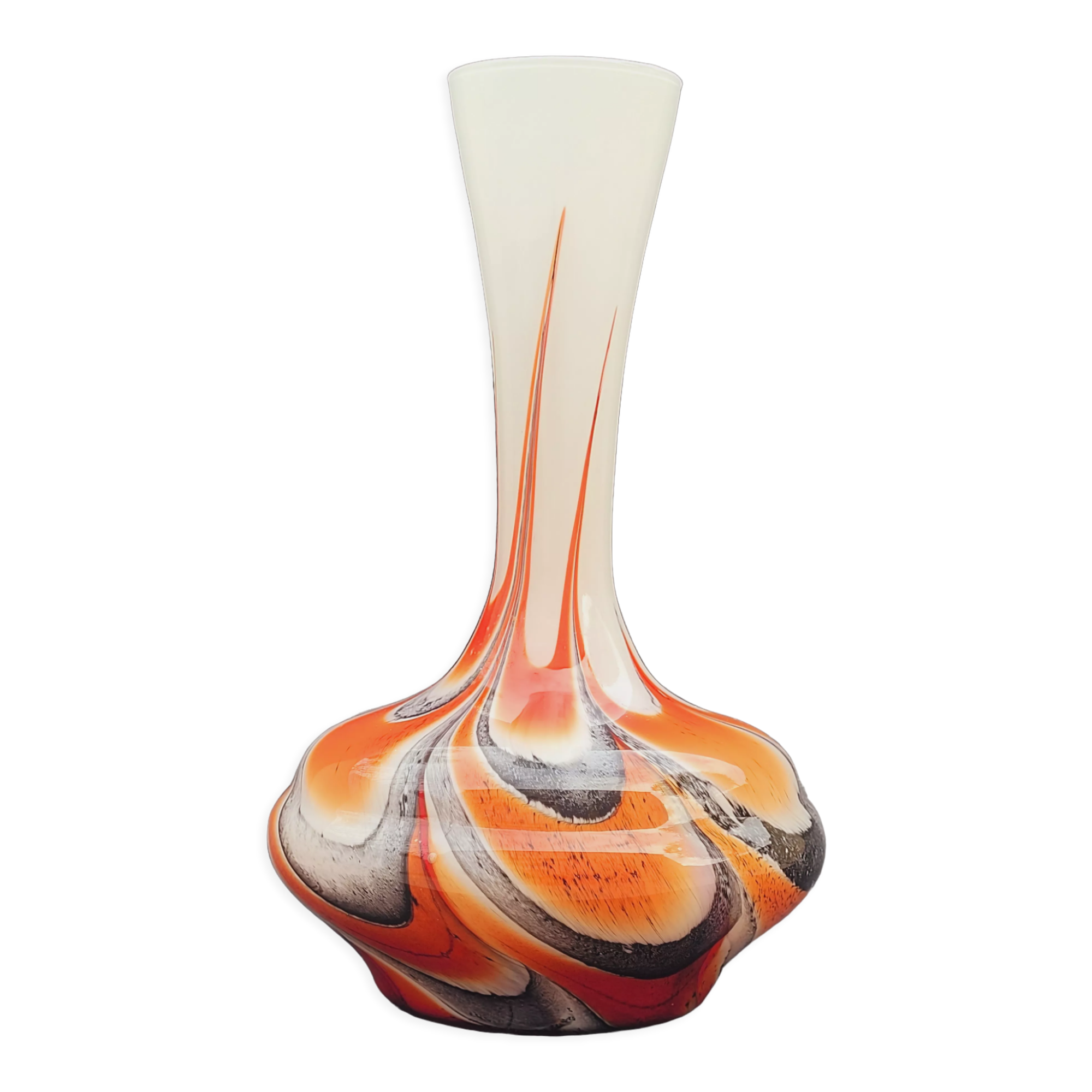Vase Italy by Carlo Moretti 1970 opaline orange black