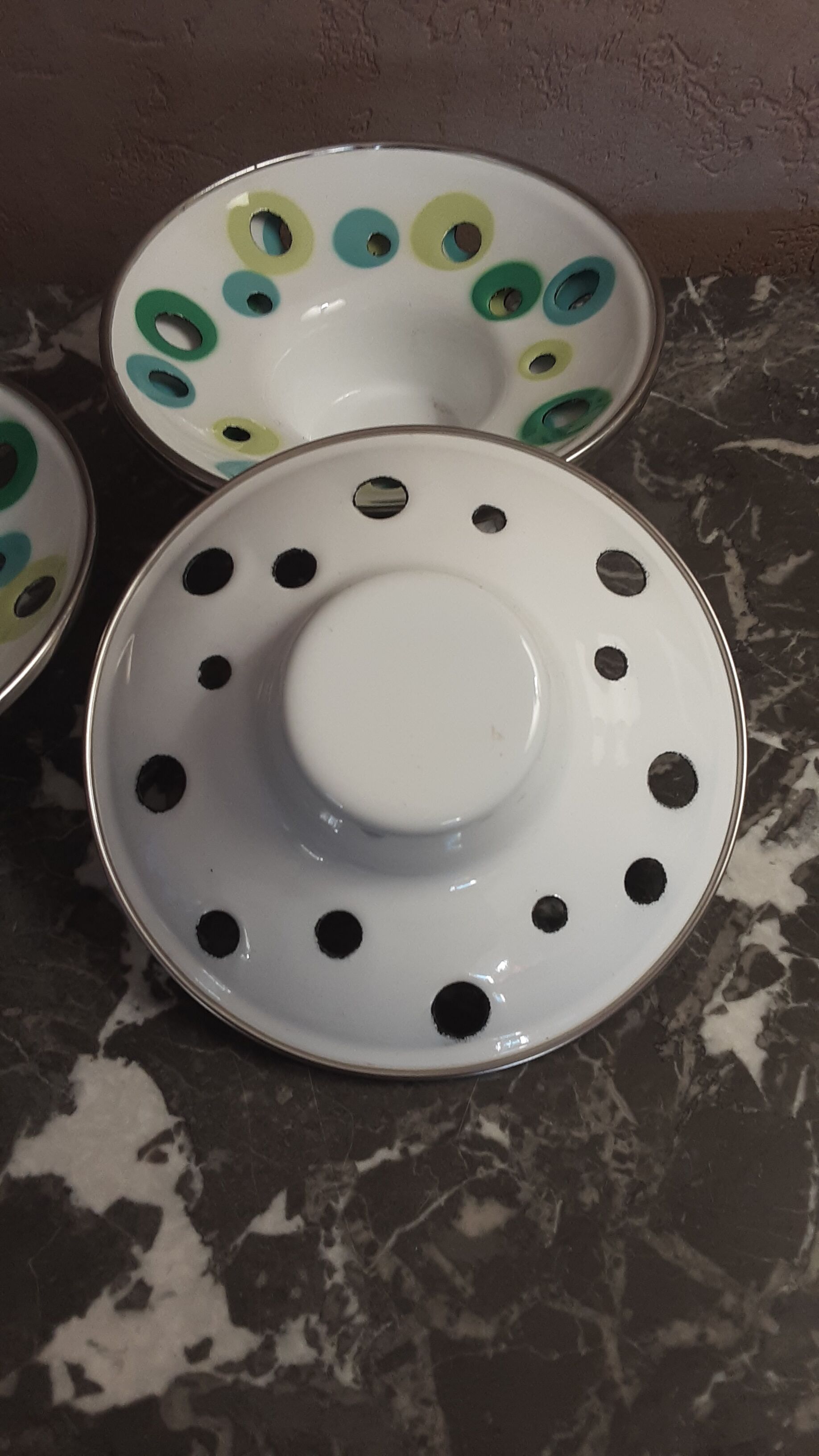 Bougeoir de table en métal émaillé- vintage