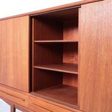 Danish design teak highboard with sliding doors, 1960s