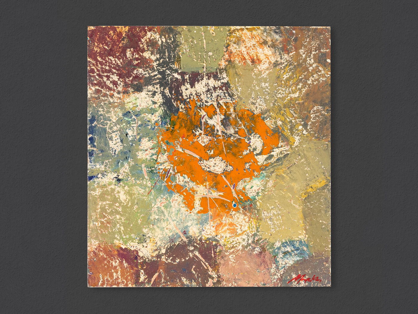 Composition, Oil on Plate, 49 x 52 cm