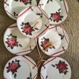 Flat plates with digoin roses sarreguemines